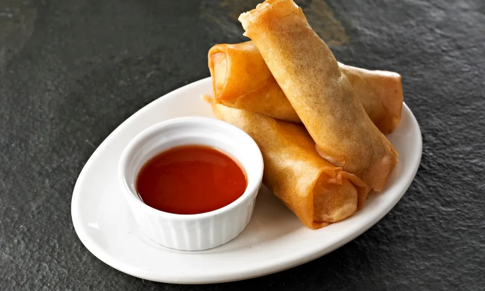 Crispy spring rolls with sweet sauce at Asian Plate, a Chinese Restaurant in Arcadia